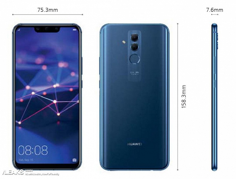 Появились новые рендеры смартфона Huawei Mate 20 Lite