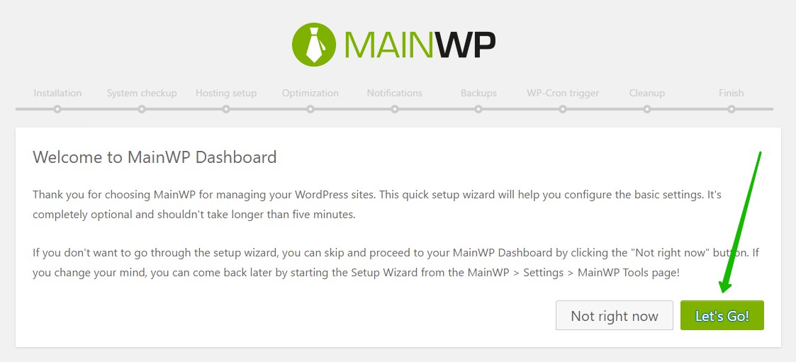 MainWP Dashboard WordPress настройка
