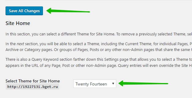 Select Theme for Site Home