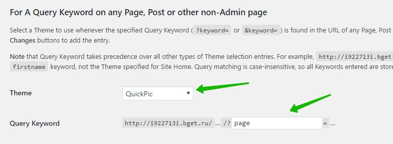 For A Query Keyword on any Page, Post or other non-Admin page