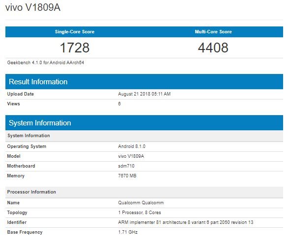 Vivo X23 засветился в Geekbench: 8 ГБ ОЗУ вместо 10 ГБ