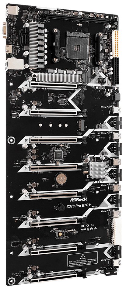 Предназначенная для майнинга материнская плата ASRock X370 Pro BTC+ рассчитана на процессоры AMD