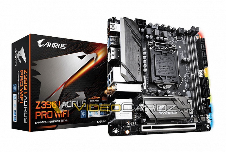 Системная плата Gigabyte Z390 I Aorus PRO WIFI типоразмера Mini-ITX рассчитана на CPU Intel Core восьмого поколения