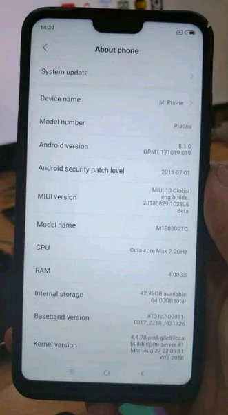 Смартфон Xiaomi Mi 8 Youth со своими характеристиками засветился на живых фото
