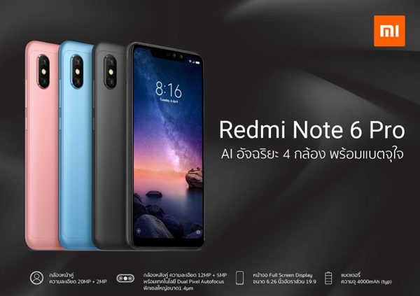Смартфон Xiaomi Redmi Note 6 Pro представлен официально