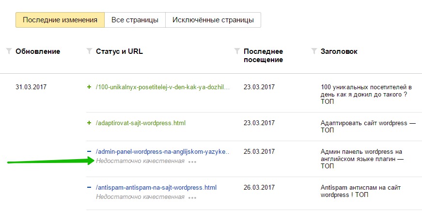 Недостаточно качественная страница Яндекс