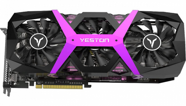 Yeston Radeon RX 590 Game Ace — наверное, первая в мире сиреневая видеокарта