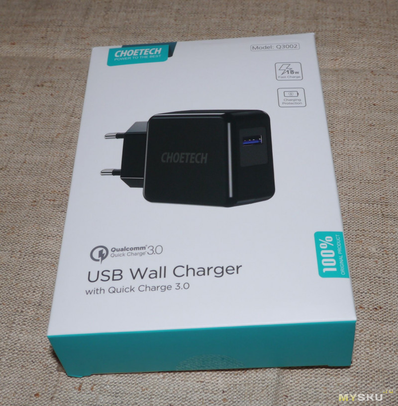 CHOETECH Q3002 - быстрая зарядка с поддержкой функции QC 3.0
