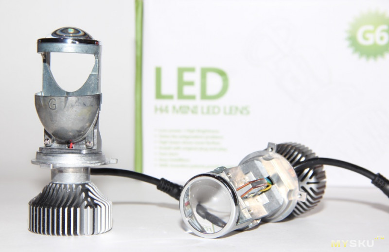 светодиодные bi-led линзы h4 mini