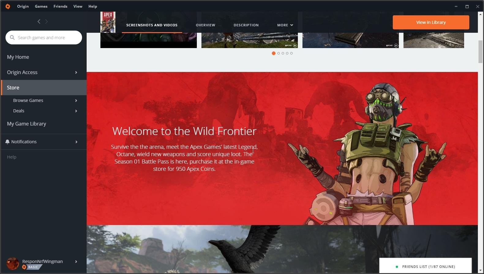 В Origin мелькнул постер Apex Legends с Октейном и ценой боевого пропуска (950 монет)