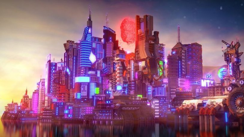 В Minecraft построили футуристичный город в стиле Найт-Сити из Cyberpunk 2077