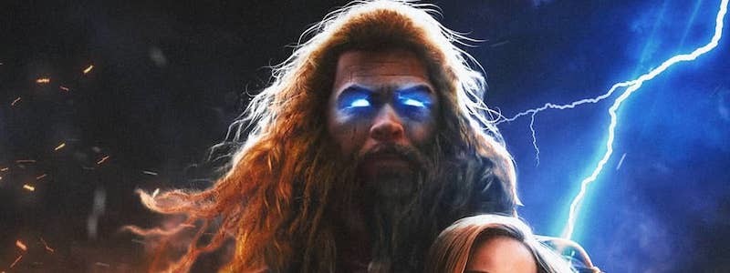 Крис Хемсворт и Натали Портман на этом постере «Тор: Любовь и гром»