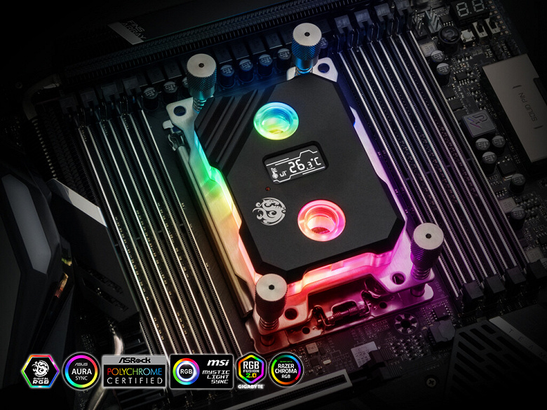 Водоблок Bitspower Block Summit ELX для процессоров AMD, устанавливаемых в разъем sTRX4, оснащен дисплеем OLED