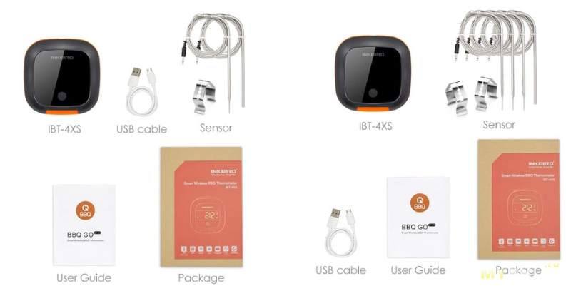 Термометр Inkbird IBT-4XS с 2 и 4 выносными датчиками и беспроводной связью за $32.35 и $40.30