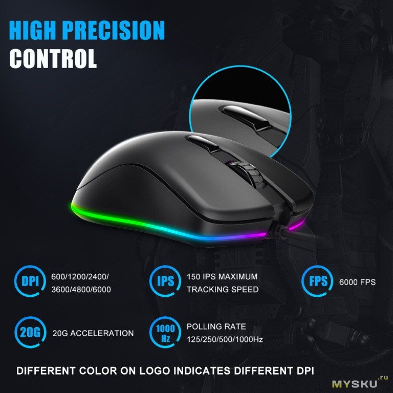 Игровая проводная мышь с эргономичным дизайном Dareu EM908.