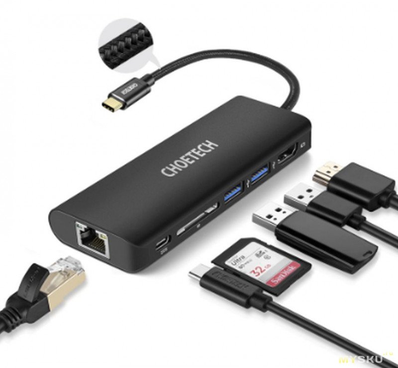 Докстанция  usb-C хаб CHOETECH