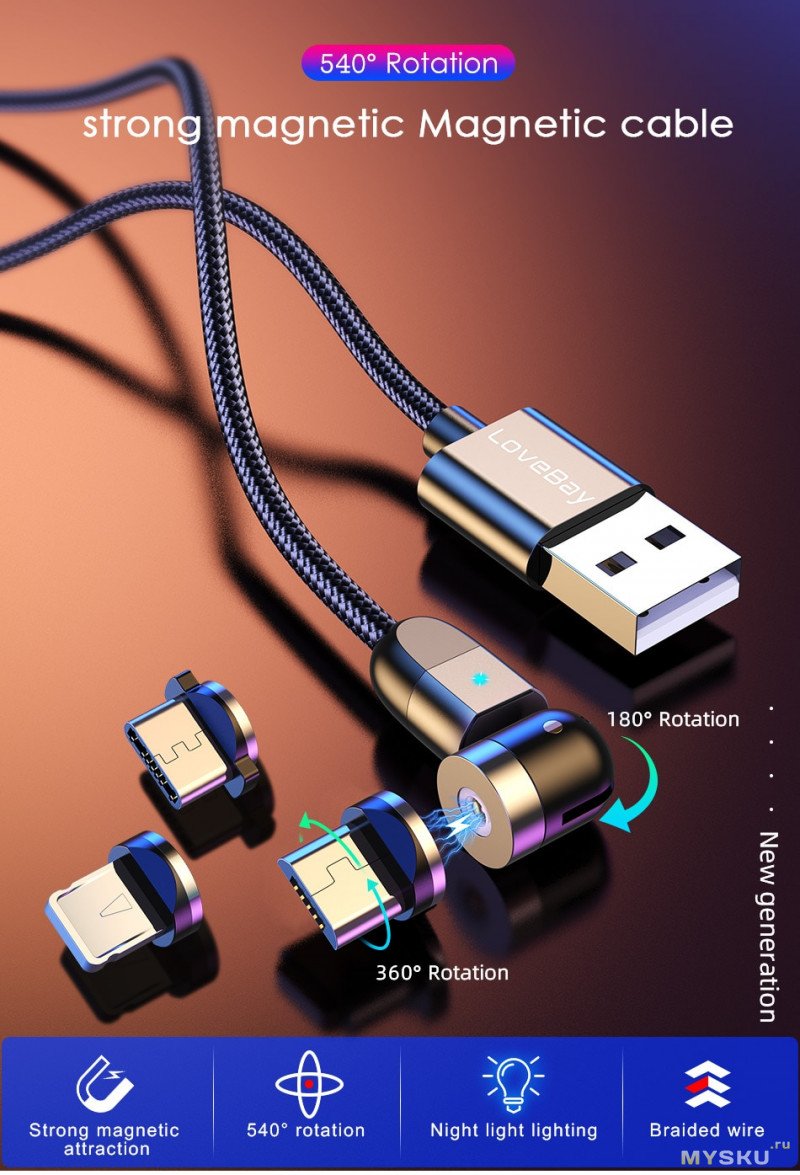 Магнитный кабель Lovebay со скидкой 1$