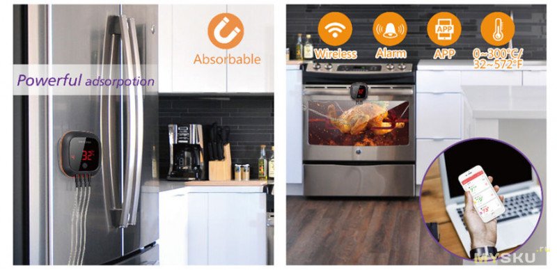 INKBIRD IBT-4XS (2 probes) цифровой термометр для приготовления барбекю.$29.59