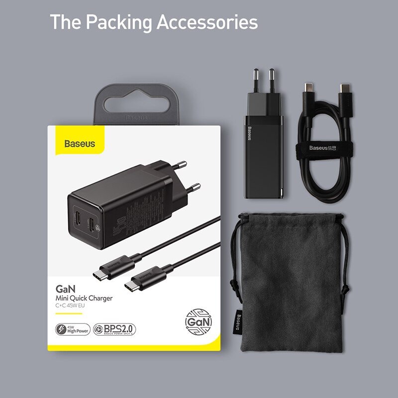 Блок питания GaN Baseus 45W за $17.98