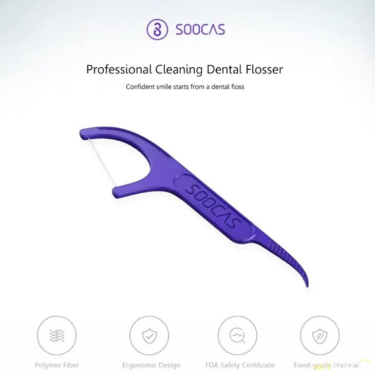 Зубные нити Xiaomi Soocas 300 штук или 6 упаковок за $7.88