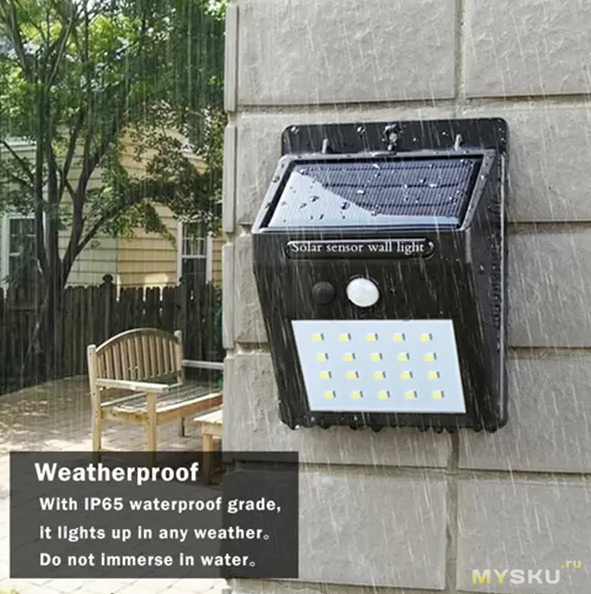 Уличный светильник на солнечной панели 20Led PIR за 7,12$ (c учетом доставки в РФ)