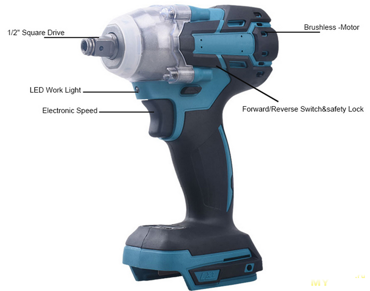 Ударный гайковерт на 18Вт под аккумулятор Makita - за 28.98$