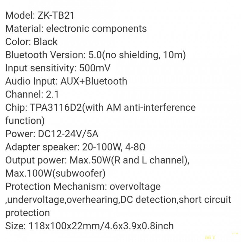 Плата усилителя ZK TB21 на TPA3116D2 за 17.59$