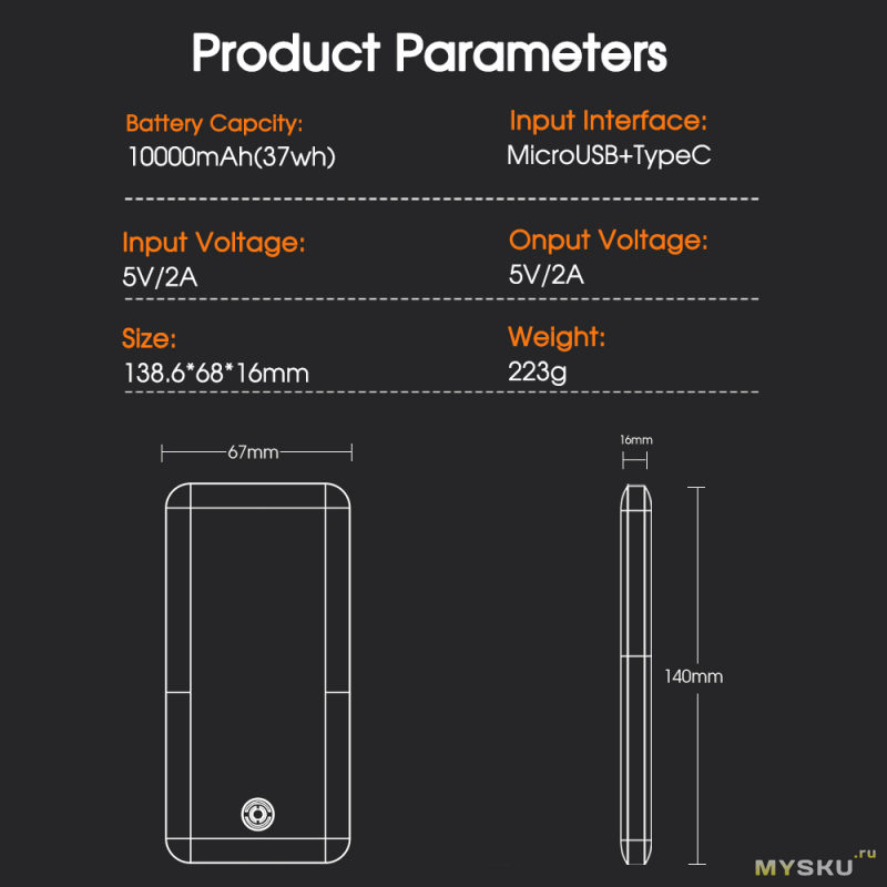 Повербанки YKZ 10000mAh. Акция при покупке 2шт скидка 50% на каждый (4.79$)