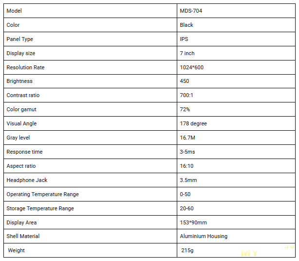 Портативный 7" монитор Eviciv MDS-704 + разборка